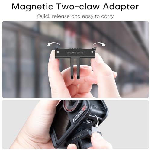 REYGEAK Quick Release Mount for DJI OSMO 360/Action 5 Pro/4/3,Magnetic Adapter Mount with Dual-Claws for DJI Osmo Action Accessories(2 Pack)