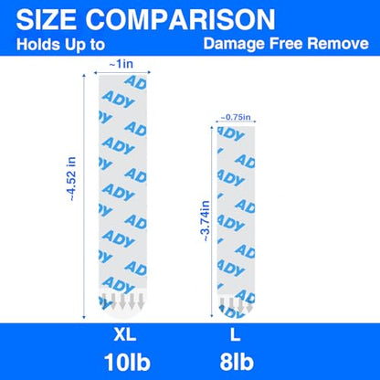 ADY Clear Picture Hanging Strips, Double Sided Tape, Adhesive Strips - size: L-0.75in x 3.75in