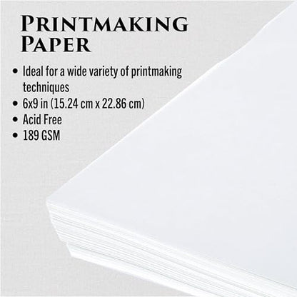 Richeson & Co. Printmaking Starter Kit - Easy to Cut Lino Set, Includes Lino Cutter, Blades, 4” Brayer, Lino Grip, Printmaking Paper