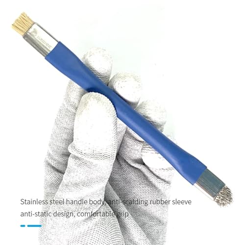 2Pcs Double Head ESD Safe Brush, Anti-Static Phone Motherboard PCB Cleaning Brush for Mobile Phone PC Repair Electronic Components Circuit Board IC Clean Remove Glue Tools,Blue