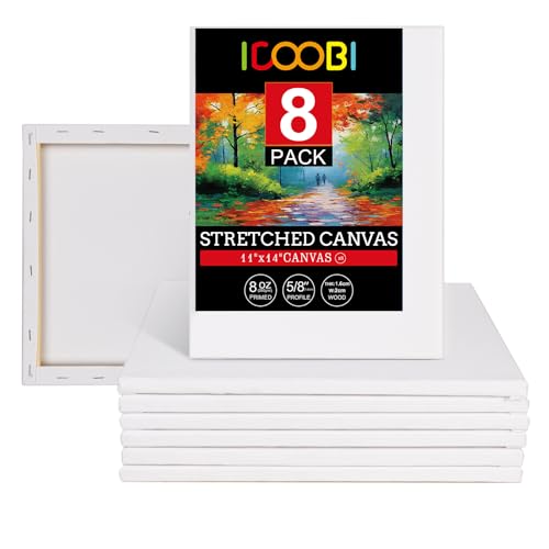 8 Pack 11x14 Stretched Canvases for Painting - size: 11x14 (8Pack)