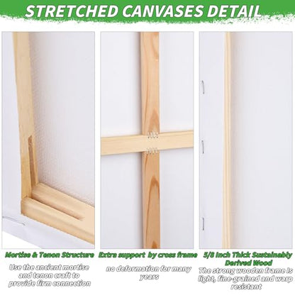 Oleitodh 6 Pack Stretched Canvas 24x36 Inch Large Cotton Painting Canvas - size: 24" x 36"-6 Pack