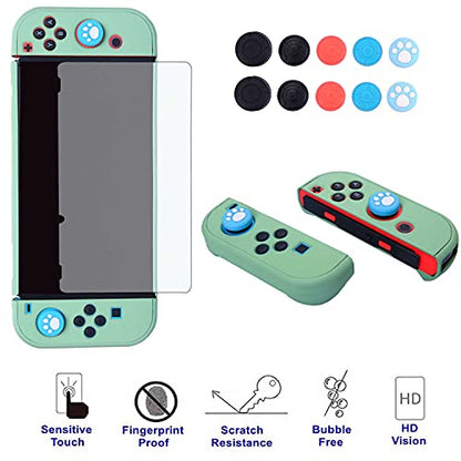 Dockable Case for Nintendo Switch - COMCOOL 3 in 1 Protective Cover Case for Nintendo Switch and Joy-Con Controller with Screen Protector and Thumb grips - Tea Green - color: Tea Green
