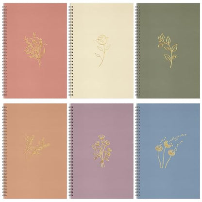 Fuutreo 6 Pack Spiral Notebook 10.5x7.45 Notebook,Aesthetic,Hot Stamping - color: Aesthetic