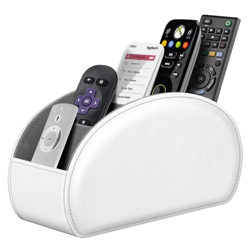 FINTIE Remote Control Holder with 9 Compartments Vegan Leather - color: White