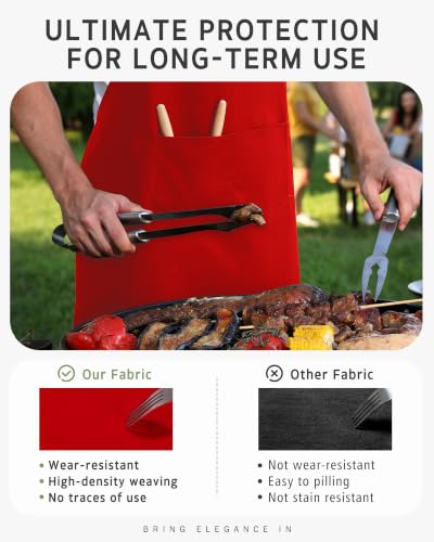 Syntus Chef Apron for Men Women with Pockets, Thick Grilling BBQ Apron - color: Red