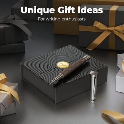 WEMATE Fountain Pen Set for Writing, Fine Nib, Black Oak - color: Black, style: Oak