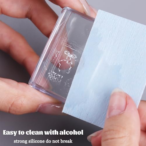 Fcozpjk French Tip Tool, 3PCS Clear Silicone Nail Art Stamper Scraper Kit - color: Square