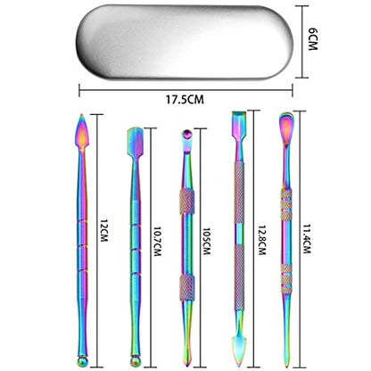6-Piece Wax Carving Tool Set, Double-Ended Stainless Steel, Rainbow - color: Rainbow Color