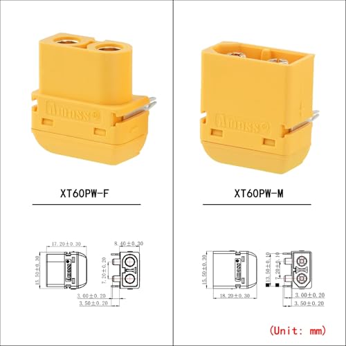 ELFCULB 10 Pairs Amass XT60PW Panel Mount Connectors for FPV Drones - color: 10 Pairs XT60PW