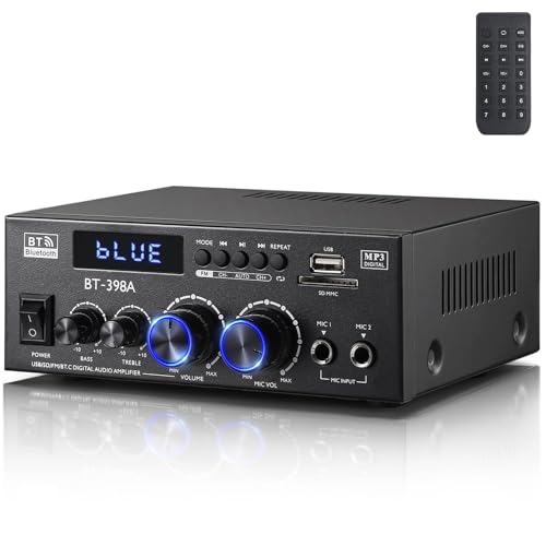 Facmogu BT-398A Stereo Audio Amplifier, 2 Channel 450W Home Power Amplifier - style: MAX 450Wx2