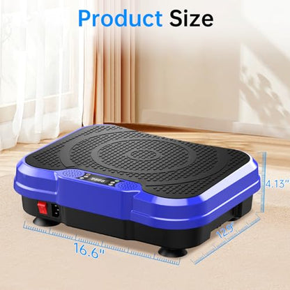 Vibration Plate Exercise Machine,Vibration Plate for Lymphatic Drainage Power Vibration Plate Machine Support 450 Lbs 250 Adjustable Speeds,Vibrating Plate Shake Plate Weight Loss - color: Blue