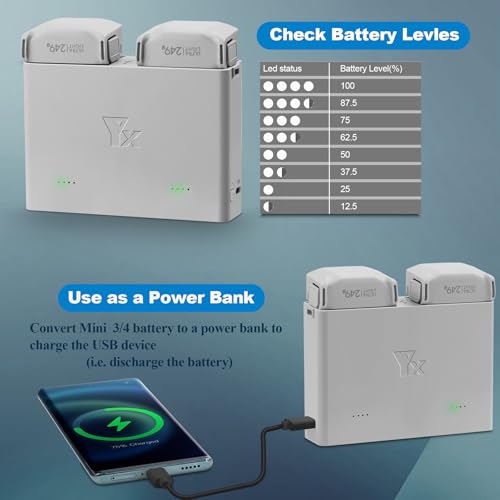 Parallel Charger with Storage Charge for DJI Mini 5 4 Pro/Mini 3 Series Battery,Two-Way Charging Hub,Charge Two Batteries Drone Accessories