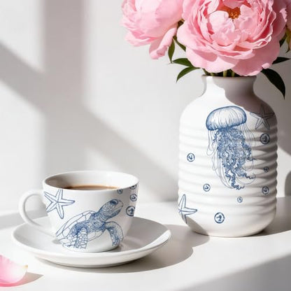EVERJOYCRAFT 5pcs Underglaze Transfers for Pottery Marine Ceramic Decals - color: Marine Life