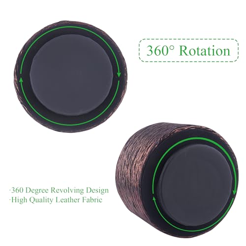 Round Leather Art Supply Organizer,Remote Control Holder,360-degree Rotating Pen Organizer with 4 Compartments(1-Light Tree Brown) - color: 1-Light Tree Brown
