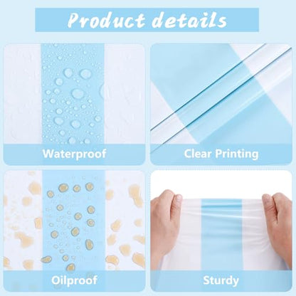 Kesfey Light Blue Striped Tablecloth Vertical Stripe Table Cover 3 Packs - color: Haze Blue Verticall Striped