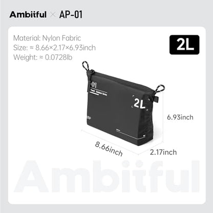 AMBITFUL AP-01 Water-Resistant Organizer Pouch, 8.6x6.9 in,Black - size: M（2L）