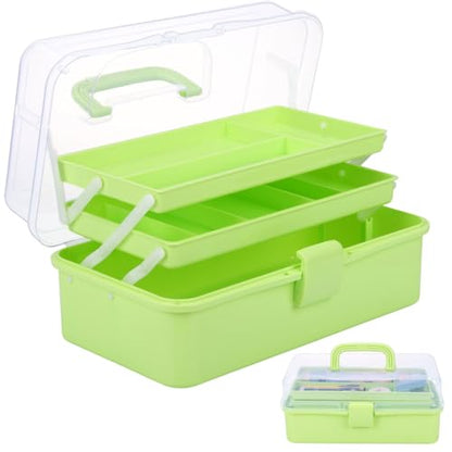 Tackle Box, 3-Layer Craft Sewing Medicine Art Hair Tool Organizer Green - color: Green