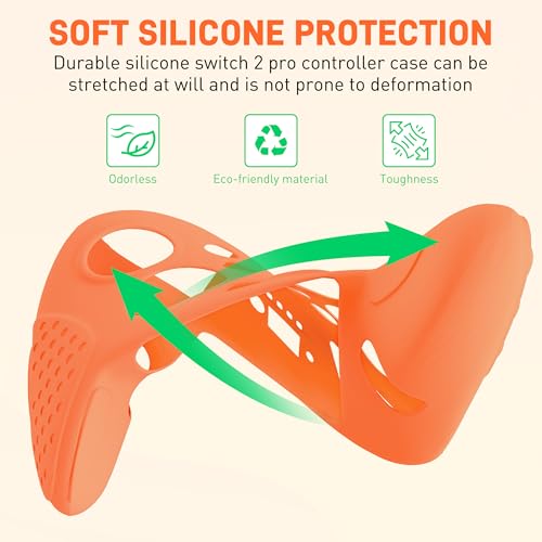 2025 Soft Silicone Case Compatible with Nintendo Switch 2 Pro Controller, Anti-Slip Switch 2 Pro Controller Protective Cover Skin, Ergonomic Comfort Handle Design - Orange - color: Orange