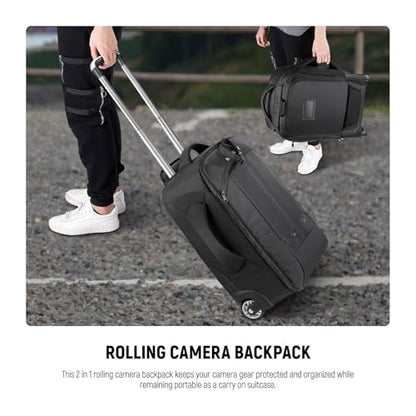 NEEWER Convertible Rolling Camera Backpack for SLR/DSLR and Accessories - style: Nw3300-g