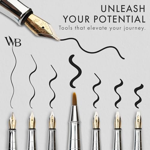 Wordsworth & Black Luxury Calligraphy Pen Set for Writing, 6 Nibs, Black - color: Black Chrome
