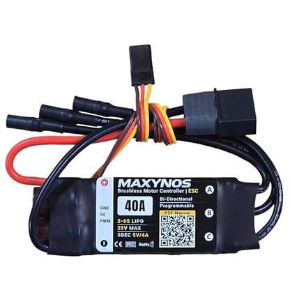 Bidirectional 40A Electronic Speed Controller, 2-6S Lipo ESC with XT60 Connector, 7.4-25V, for RC Vehicles, Drones, Robotics, & Underwater Thruster (40A) - size: 40A