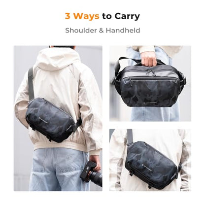 K&F CONCEPT 2 in 1 Camera Sling Bag, Everyday Shoulder Bag - color: 05 Black+Camouflage Medium