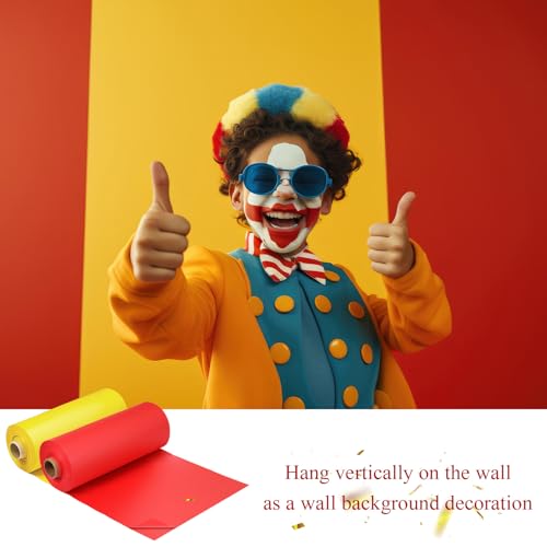 Moukeren Circus Carnival Table Cover Backdrop, Yellow, Red, 2 Roll - color: Yellow, Red