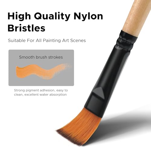 Bougimal 33 Pcs Paint Brush Set, No-Shedding Artist Paint Brushes - color: Wooden 2