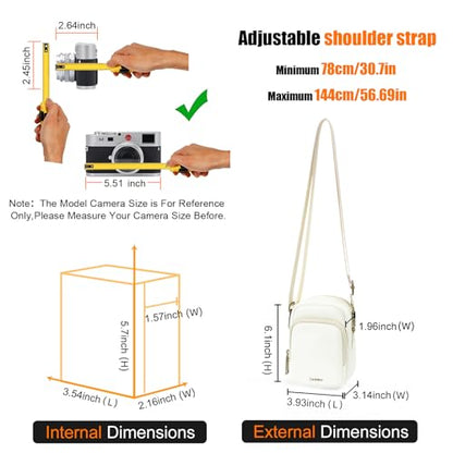 Cwatcun Mini PU Leather Sling Bag, Crossbody/Waist Case for Digital Cameras - color: White