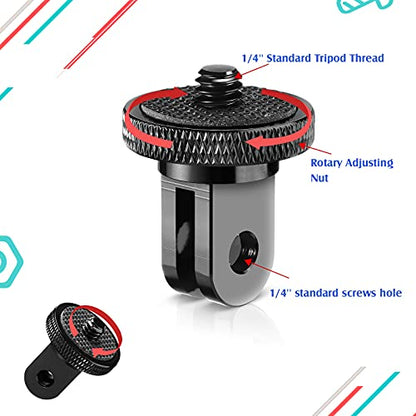 Frienda 4 Pcs Tripod Adapter Compatible with Gopro 1/4-20, Black - color: Black