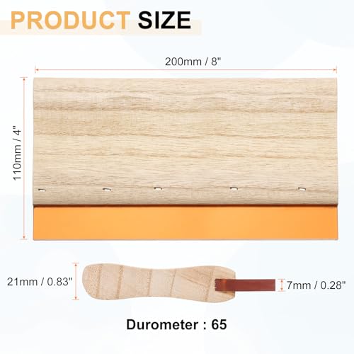 HARFINGTON Screen Printing Squeegee 8 Inch 65 Durometer Polyurethane Blade Wooden Handle Ink Scraper for Screen Printing Fabric Printmaking