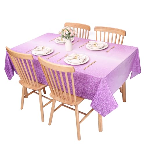 Kesfey Purple Tablecloth Light Purple Sparkly Glitter Table Cloth 3 Packs - color: Ombre Purple