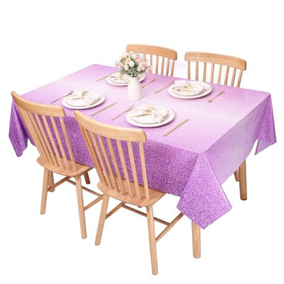 Kesfey Purple Tablecloth Light Purple Sparkly Glitter Table Cloth 3 Packs - color: Ombre Purple