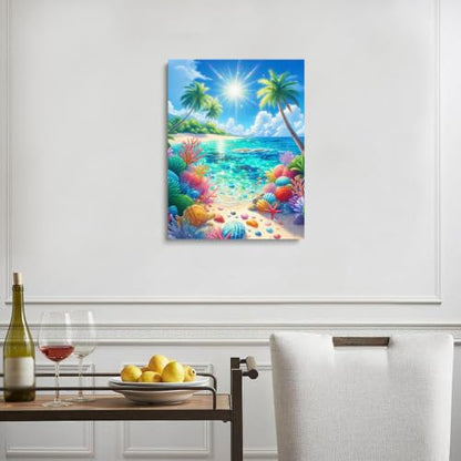 ZeeLionArt Diamond Art Kit, Beach Landscape Scenery, 12 x 16 Inch - color: DP04319