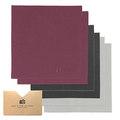 Clean & Clear Microfiber LARGE [6 Pack] ULTRA PREMIUM QUALITY Lens Cleaning Cloths - Camera Lens, Glasses, Screens, and all Lens.
