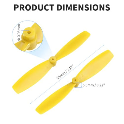 8 Pair Mini Propellers, 55mm 2-Vane, CW & CCW, Black & Yellow - color: 8 Pair (Black & Yellow)