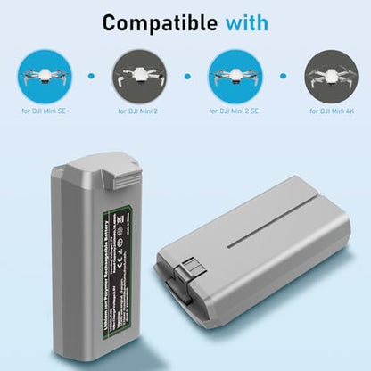 Anegine Mini 4K Battery for DJI Mini 2/4K and Charging Hub, 2-Pack 2400mAh