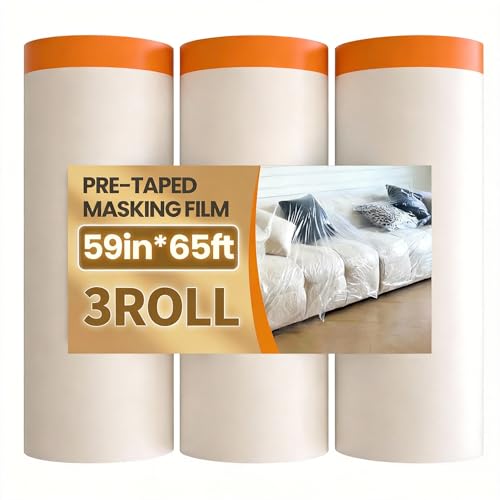 Large Tarp for Painting, Painters Plastic Covering, 59”x65', 3Rolls - size: 59in x 65Ft