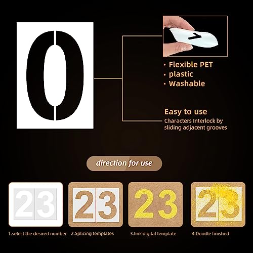 17 Inch Large Number Stencils - Reusable Plastic Digital Stencils for Cake, Address, Painting - size: 17 Inch