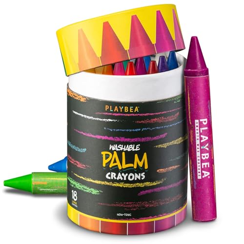 PLAYVIBE Jumbo Crayons, 18 Colors for Preschool Supplies, Washable Crayons