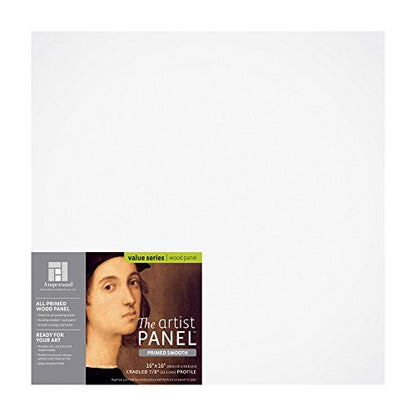 Ampersand Artist Panel Primed Smooth Surface for Painting and Mixed-Media, 7/8 Inch Depth, 16X16 Inch (PWP751616) - color: 7/8 Inch Depth, size: 16X16