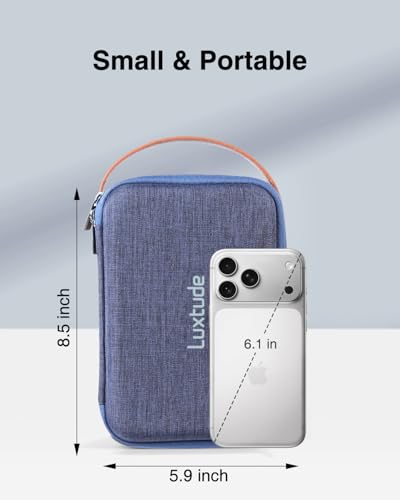 Luxtude Hard EVA Case with Foam, Hard EVA Shockproof Camera Organizer Case - color: Blue, size: Small