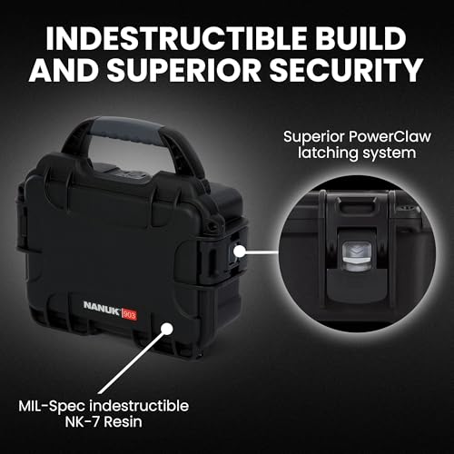 NANUK 903 Empty Hard Case – IP67 Waterproof Protective Hard-Shell Case, Impact Resistant, Dustproof Storage & Travelling Box, 9.1” x 6.8” x 3.8”, Made in Canada – Black - color: Black, size: Empty