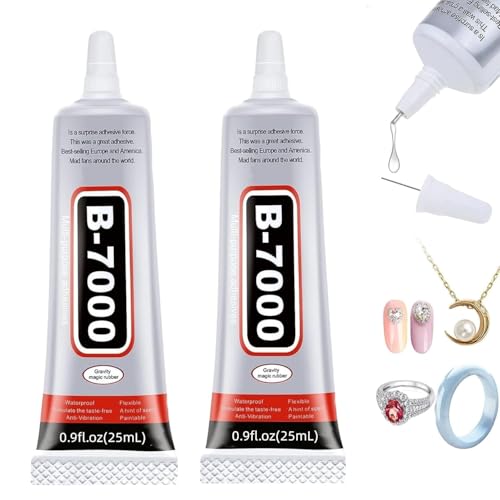 B7000 Super Glue,Multi Functional Glue Transparent Paste Adhesive Multi-Function Repair Glues Suitable for Phone Jewelry Glass Wood Metal Fabric (25ml-2pcs) - color: 25ml-2pcs