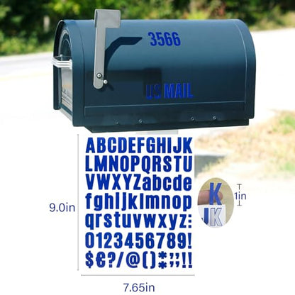 Letter Stickers,Mailbox Numbers,1 Inch Waterproof Vinyl Alphabet - color: Blue, size: 1 Inch