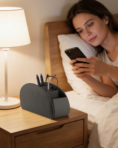 SITHON Remote Control Holder with 5 Compartments - color: Stripe-Black, size: Small