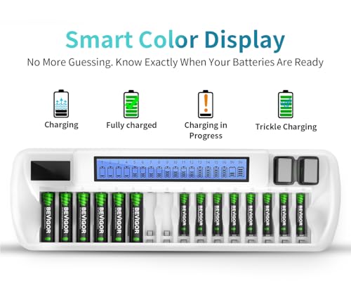 BEVIGOR AA AAA Battery Charger, Batteries Not Included - size: 18 Bay Charger