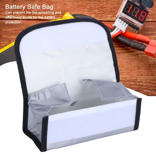 7.28x2.95x2.36in Fireproof Storage Bag Hook and Loop Fasteners Secure Enclosed Design High Temp Resistance Pouch for LIPO Battery