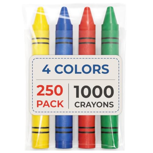 Rosmonde Crayons Bulk, 250 Sets of 4 Pack (1000 Count), Party Favor Crayons